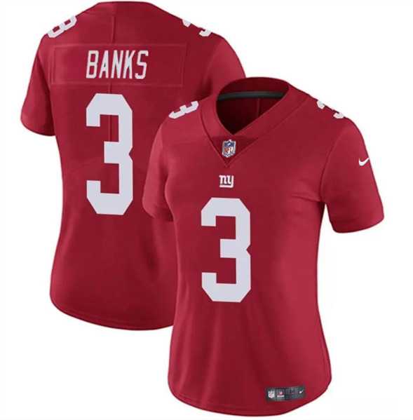 Women%27s New York Giants #3 Deonte Banks Red Vapor Stitched Jersey Dzhi